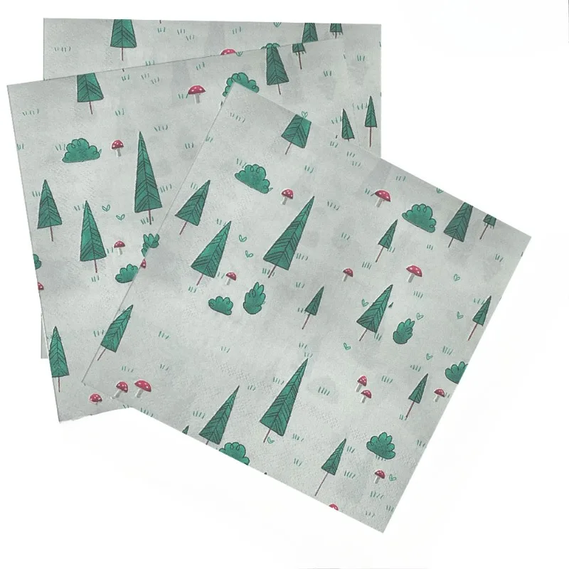 10/20 Stück 33 cm 2-lagiger Cartoon kleiner Baum Pilz Gras bedruckte Serviette Weihnachtsdekoration Papier Tischset Schmetterling Bart Papier – Detail 4