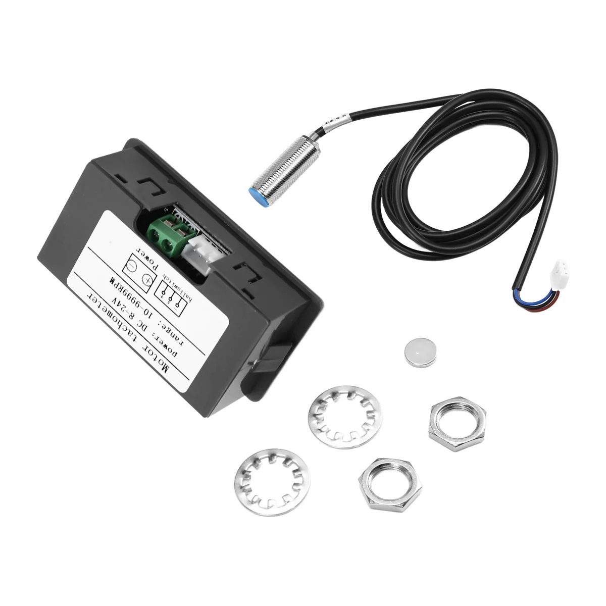 ABLG 4 디지털 LED 디스플레이 타코미터 RPM 속도계 홀 근접 스위치 센서 NPN이 있는 고정밀 타코미터