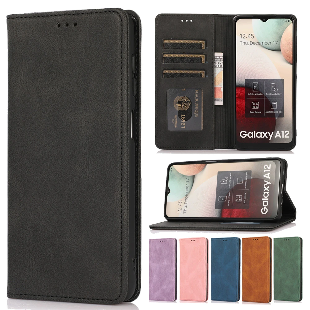 Card Pocket Case for Samsung Galaxy S22 S21 S20 S10 Note 20 10 A53 A13 A23 A33 A12 A32 A52 A51 Skin Feel PU Leather Flip Cover best galaxy s22 ultra case