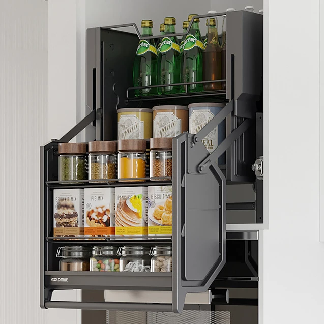 Goldmine Factory Double Cabinet Pull Down Glass Kitchen Lifted Basket Lifting Lift Elevator For Kitchen Wall Cabinet