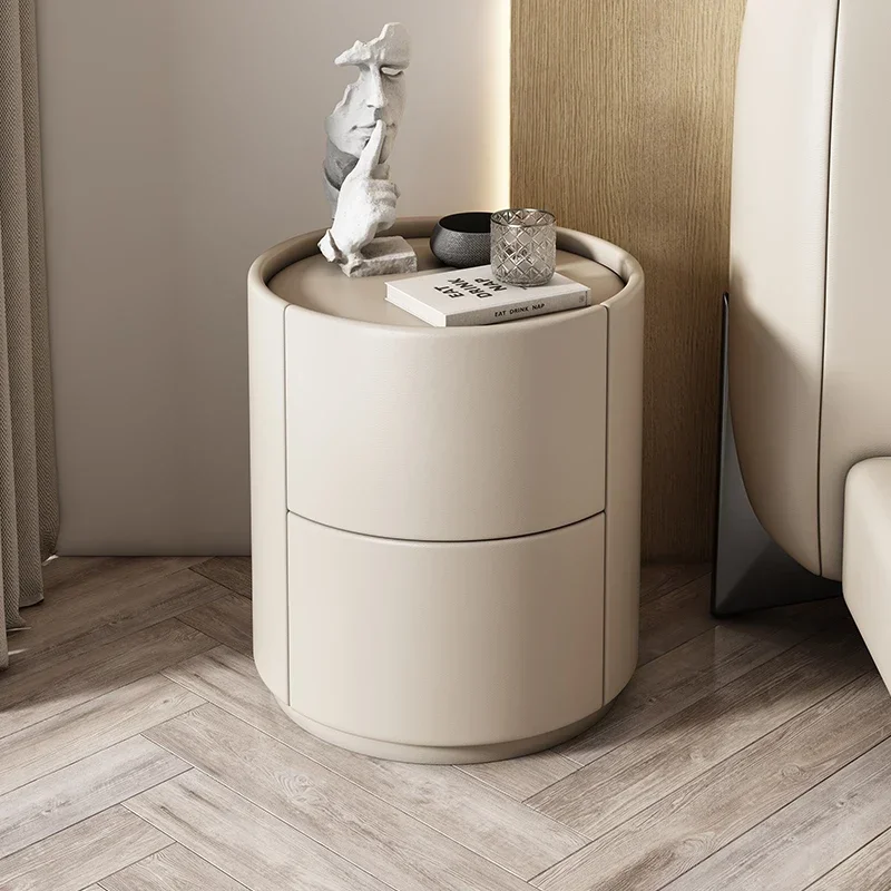 New Nordic Solid Wood Round Bedside Table, Modern Simple Small Bedroom Storage Cabinet, Living Room Afas Cabinet, Home Furniture