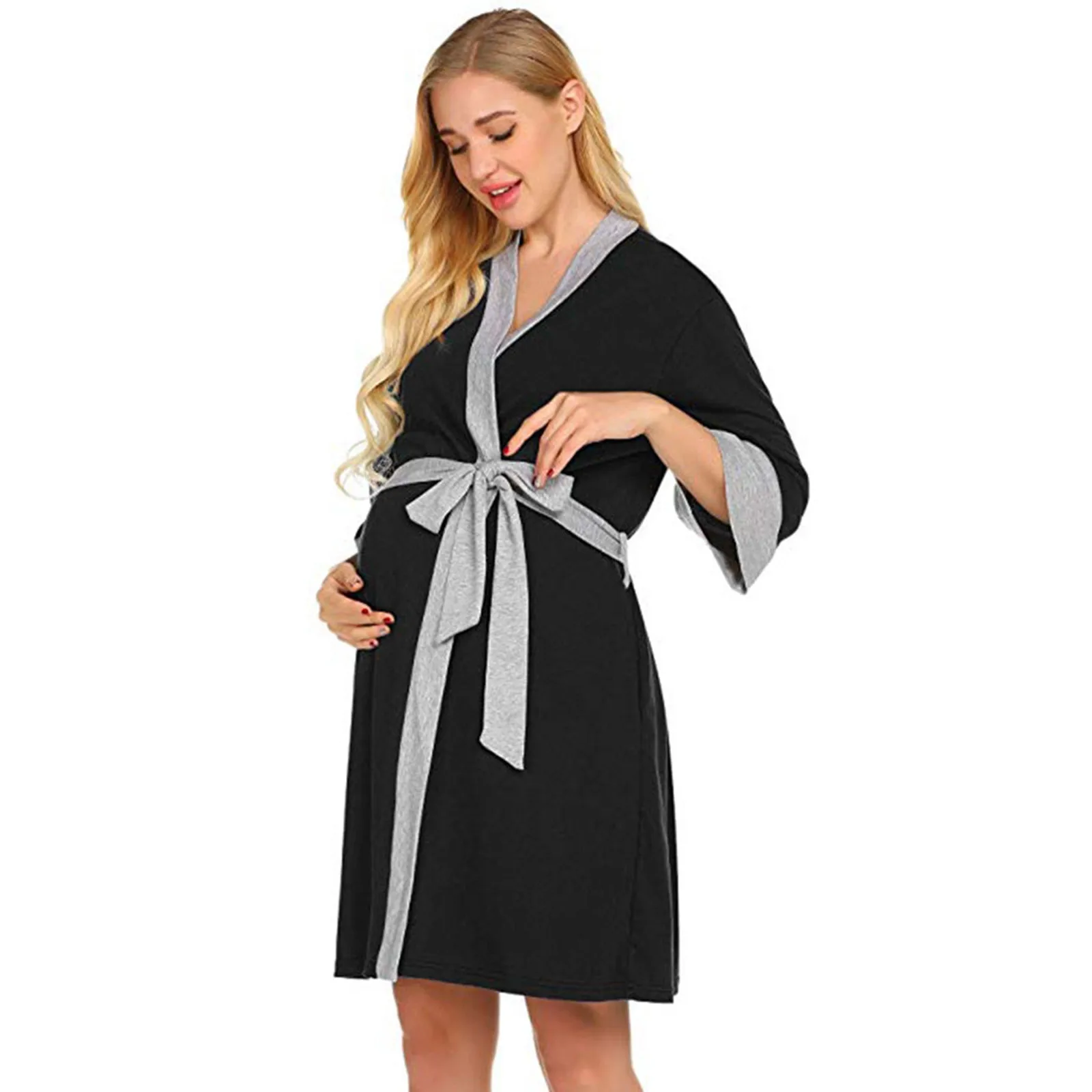 Maternity Gown Maternity Dress Postpartum Home Dress Nursing Dress Feeding Pajamas For Puerpera Silk Robes for Girls