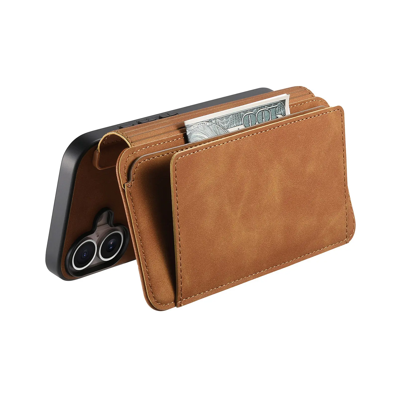 2-in-1 Detachable Zipper Wallet Leather Case with Magnetic Removable Cover