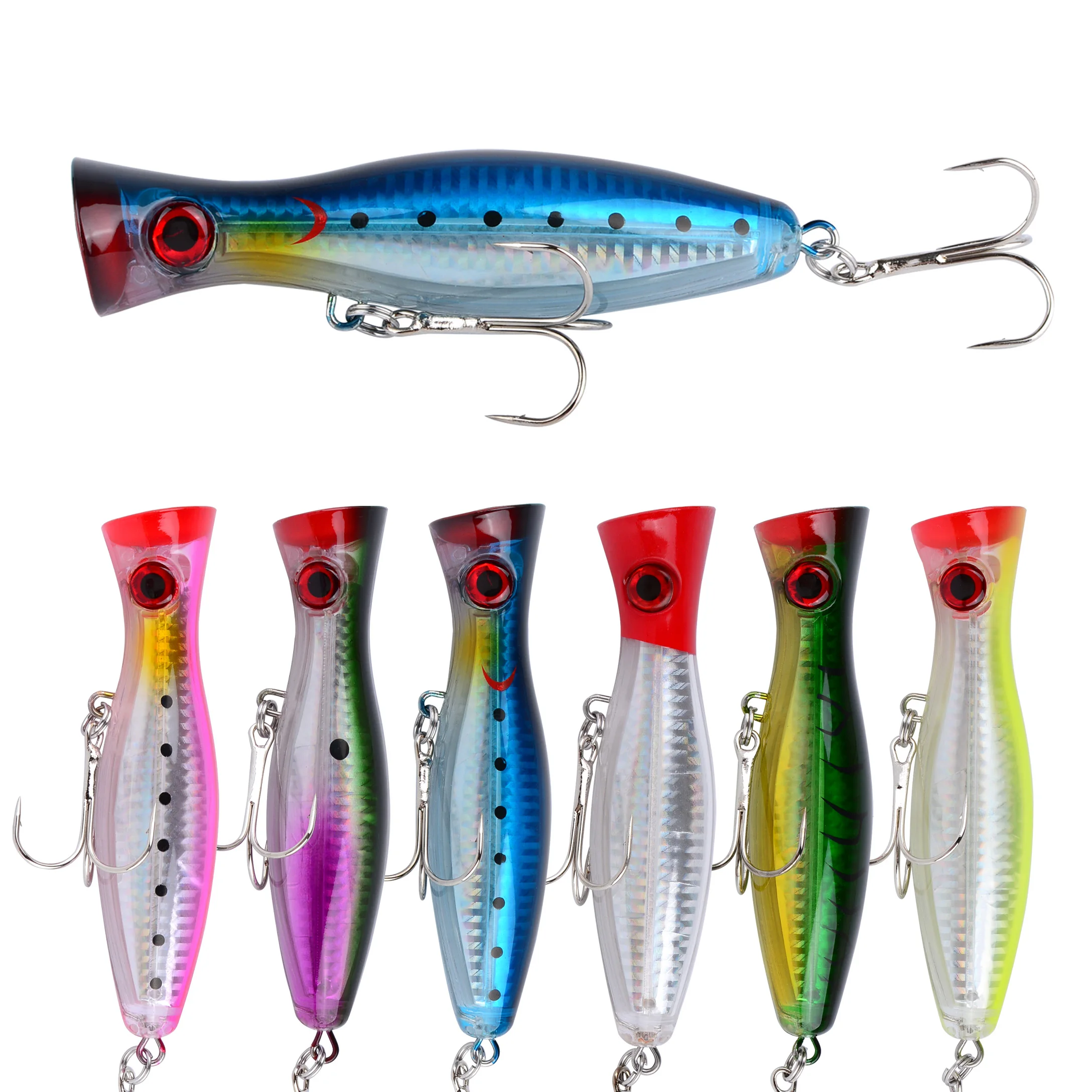Enhanced Fishing Popper Lure for Saltwater and Freshwater Surface Casting