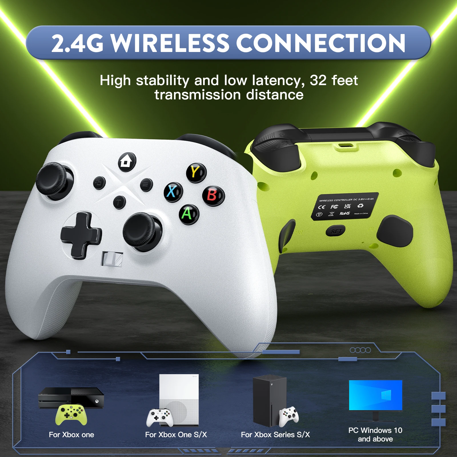 GLOWANT Mando inalámbrico de repuesto para mando Xbox One, mando inalámbrico  de 2.4 G con doble vibración y batería recargable integrada de 500 mAh  compatible con Xbox One (BL) : : Videojuegos