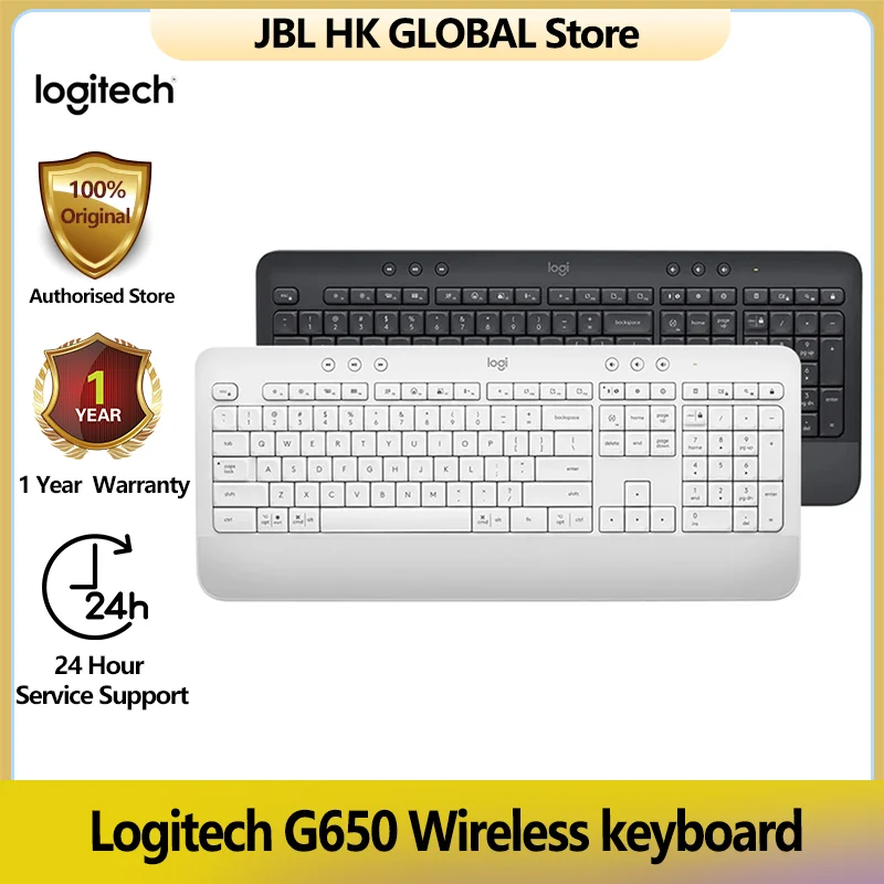 

Original 100% Logitech Signature K650 Wireless Keyboard Comfort Full-Size Wireless Bluetooth Keyboard with Bolt USB Receiver