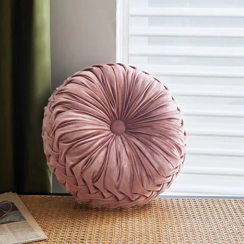 Waist Back Breakfast Pleated Cross-border Wheel Futon Cushion Pumpkin Pillow Round Pillow Cushion Wheel Shaped Chair