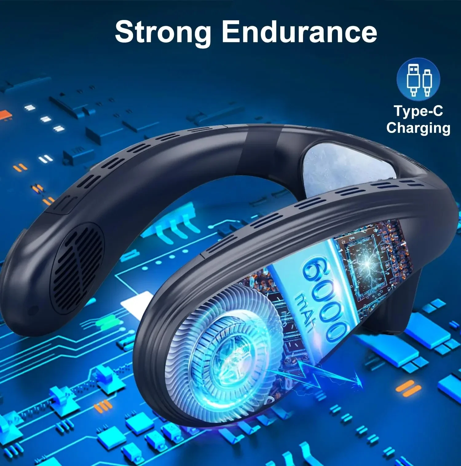 New Neck Air Conditioner Portable Neck Fan Rechargeable Semiconductor Cooling Bladeless Fan Outdoor Personal Fan Wearable Cooler 3