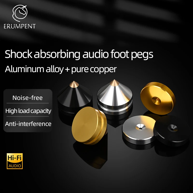 ERUMPENT 4PCS HiFi Speaker Stand Spikes and Amplifier Shock-absorbing Pads