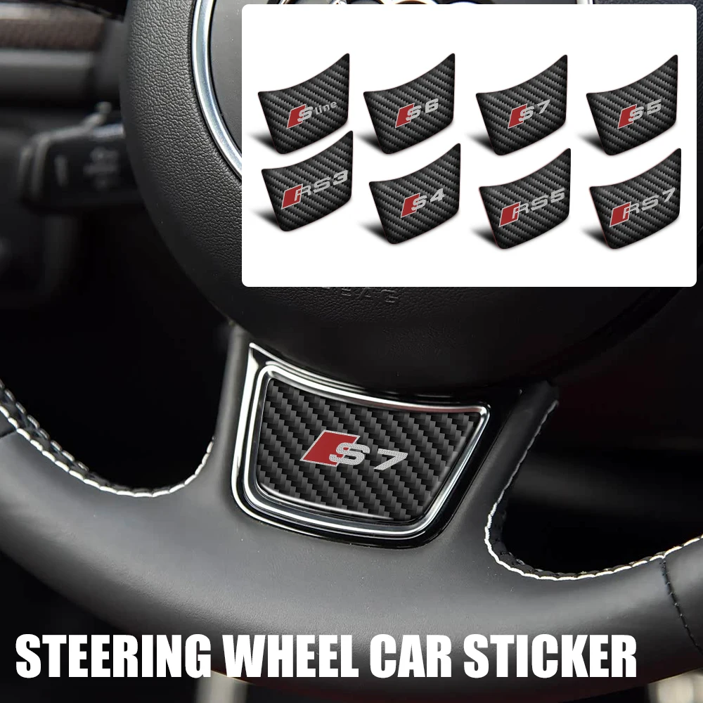 Premium Aluminium Alloy Steering Wheel Sticker Emblem Valve Cap with SLine RS Logo