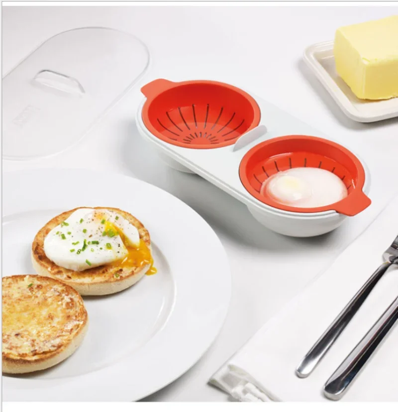 Egg Cooker Egg Boiler Mold Cup Egg Poacher Silicone Egg Poacher Egg Poacher Food Grade Pans Double Cup Egg Boiler Steam Microwave Oven Set Kitchen Cooking Tools