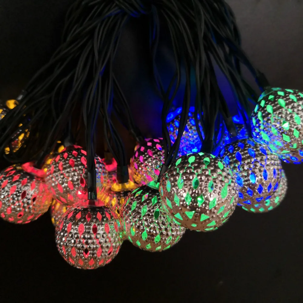 pink fairy lights Led Light String Battery USB Power Hollow-out Moroccan Garland Balls Fairy Lights Wedding Party Christmas Decoration Lamp green string lights