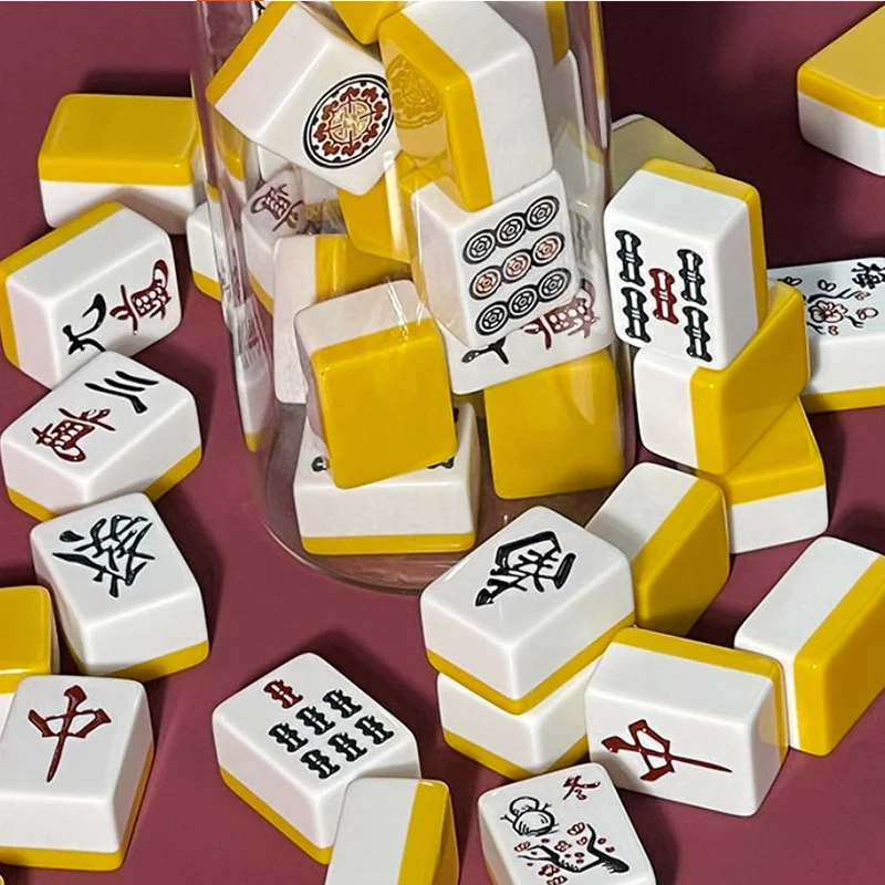 148 PCS 일본 마작 세트, 높이 28mm 가족 테이블 게임, 여행 휴대용 손 문지르기 작은 마작 게임