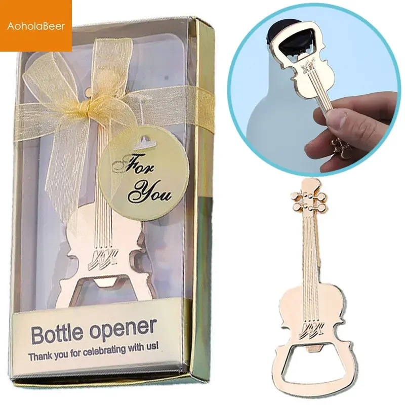 

1pc Guitar Shape Beer Bottle Opener Package Metal Bottle Opener Music Wedding Favors for Guests Kitchen Gadgets Wedding Gifts