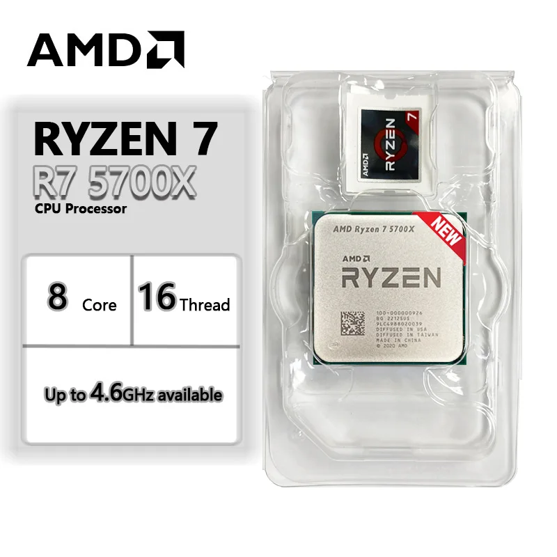 AMD R7 5700X Ryzen 7 5700X New 3.4 GHz Eight-Core 16-Thread CPU Processor  7NM L3=32M 100-000000926 Socket AM4