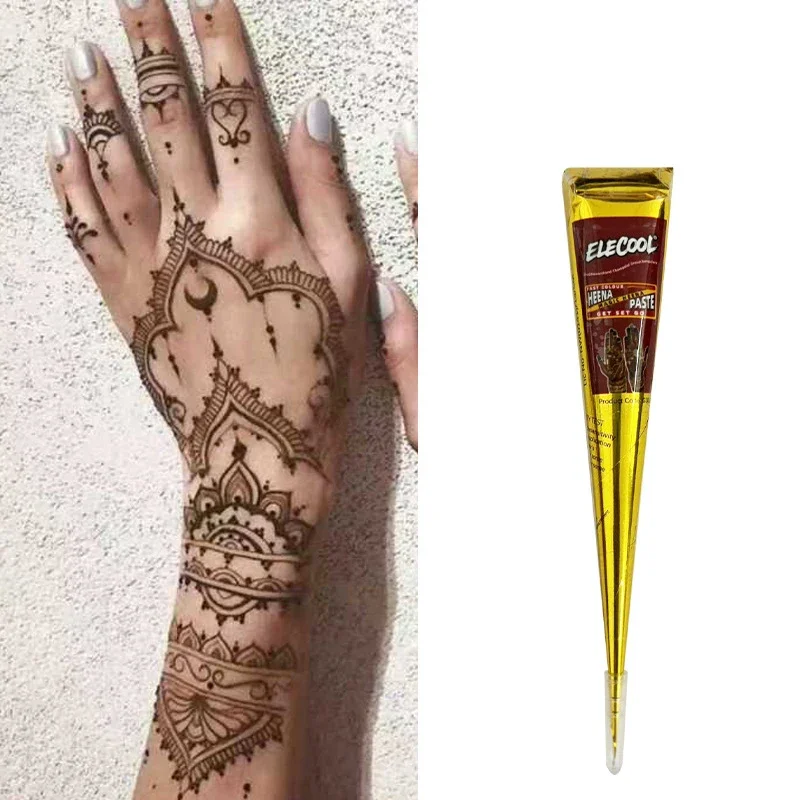 Organic Brown Henna Tattoo Cream for Easy Application and Quick Cleanup - Perfect for Temporary Tattoos and Special Events