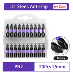 Magnetic Anti-Slip Long Screwdriver Bit Set with Hex Shank (20Pcs (25mm))