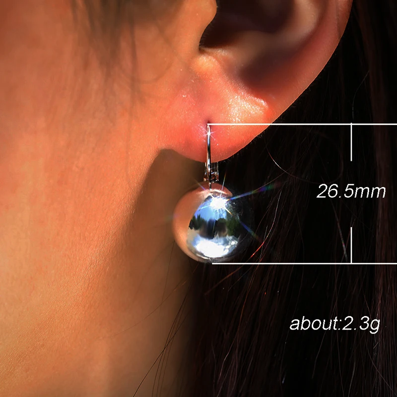 Boucle d'oreille pendante en forme de boule lisse pour femme, boucle d'oreille créative, charmant, blanc, doré, or rose, plus foncé, chaud, nouveau, 2021