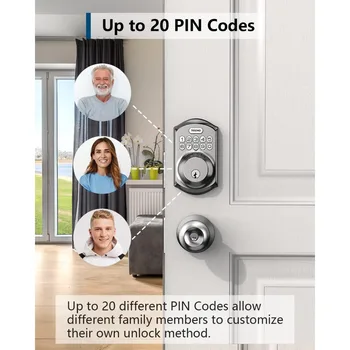 Keyless Entry DoorLock with Keypad -Smart Deadbolt Lock for Front Door with 2 Keys - Auto Lock -Easy Installation - Satin Nickel 2