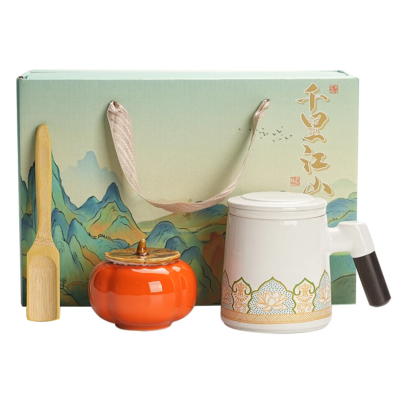 400ml Ceramic Office Cup Tea Separation Tea Cup Filter Mug with Lid High End Household Tea Cups Drinking Utensils Under Glazed