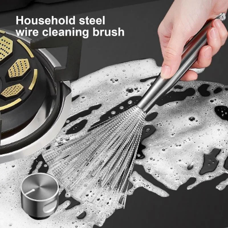 1 Pcs Kitchen Tools Stainless Steel Pot Brus Cleaning Brush Pot Utensil Scrubber Scouring Brush Descal Wire Brush New