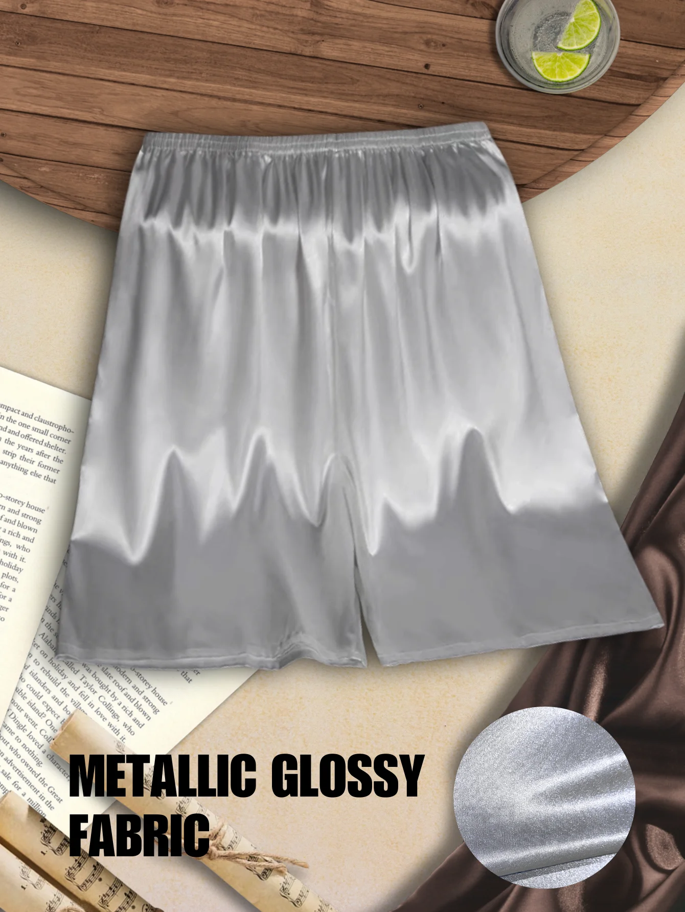 Ice Silk Men Underwear Metallic Glossy Sleeper Pants Elastic Band Design Comfortable Fit Fashion Casual Sexy Sleepwear Shorts