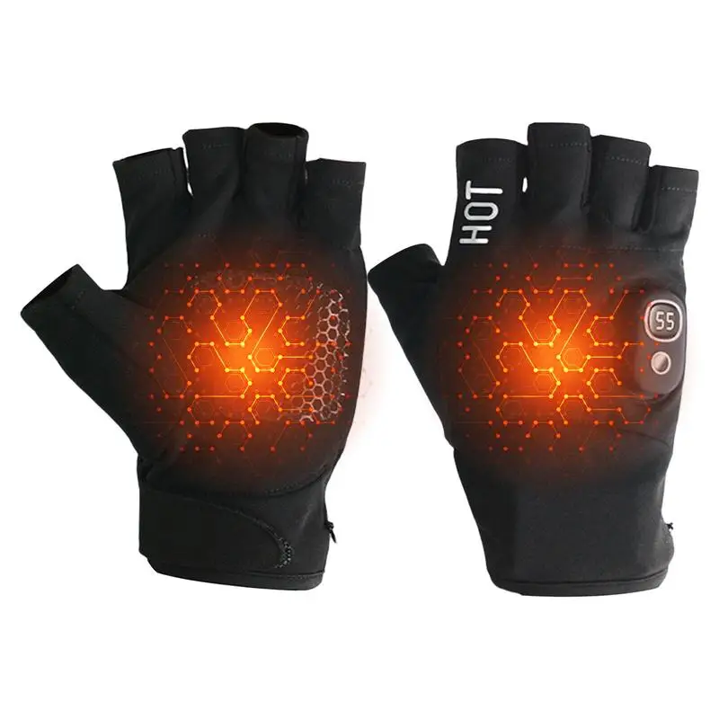 Heated Gloves 2000mAh rechargeable battery  3 Temperature Settings Working Fingerless Mittens Smart wireless Glove Hand Warmers 2