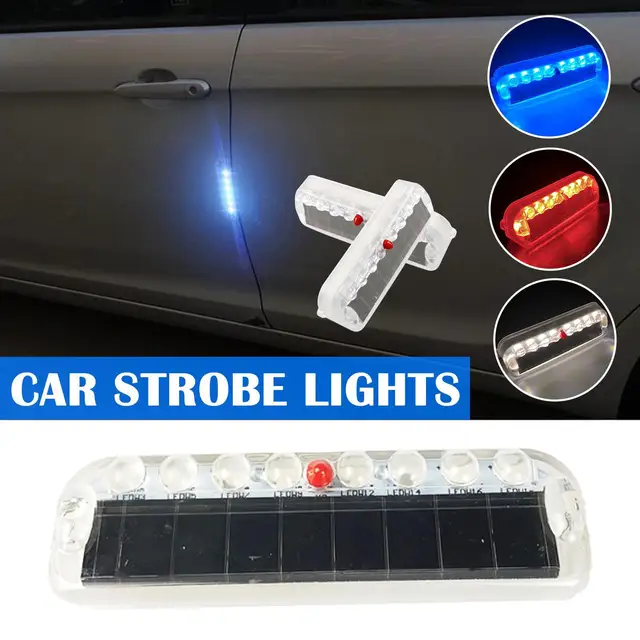 Solar LED Auto Einbrecher Alarm 10LED Anti-diebstahl Warnung Licht  Vibration Licht Sensor Motorrad Anti-kollision Blinklicht