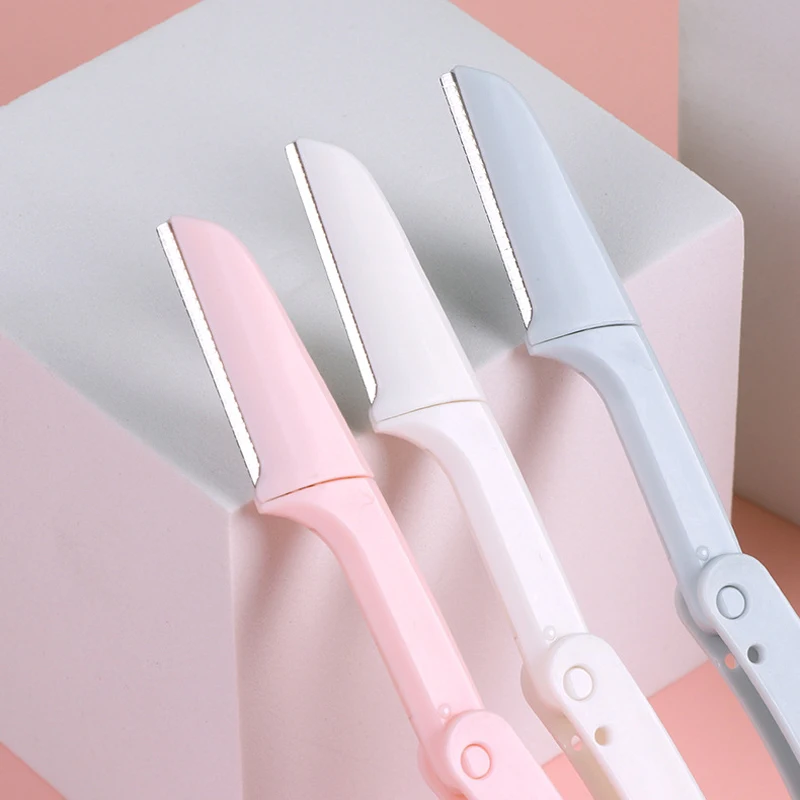 Karsyngirl 3pcs Fold Eyebrow Trimmer Scissors Hair Remover Eyebrow Comb Razor Eyebrow Clip Makeup Tools Face Razor for Women 5