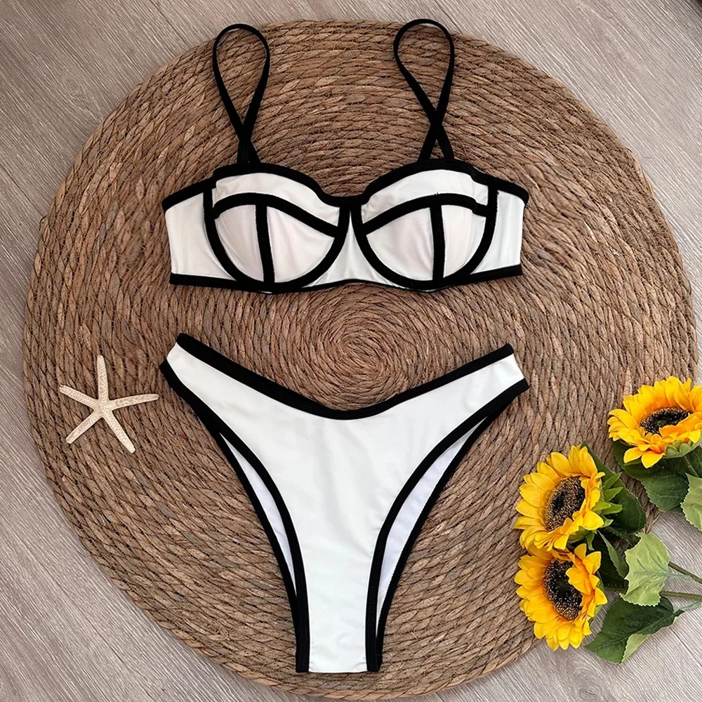 Sexy Splicing Micro Bikini 2024 Women Swimsuit Female Swimwear Thong Bikinis Set Brazilian Halter Beach Wear Bathing Suit
