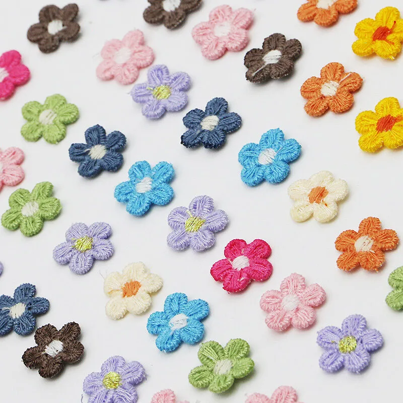 (50pcs/pack)15mm Cute Small Flower Embroidery Cloth Patch Accessories Ironing Embroidery Patch Fabric Flowers Lace