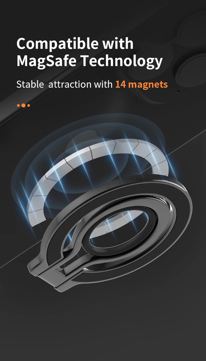 Für Magsafe Strong Magnetic Metal Ring Stand 360° ° Rotationsfalten für iPhone 17/16/15/14 /13/12 Samsung – Detail 4
