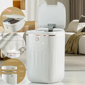 자동 스마트 쓰레기통, 방수 전기 대용량, 주방 욕실 화장실, 자동 센서 쓰레기통, 24 L, 20L