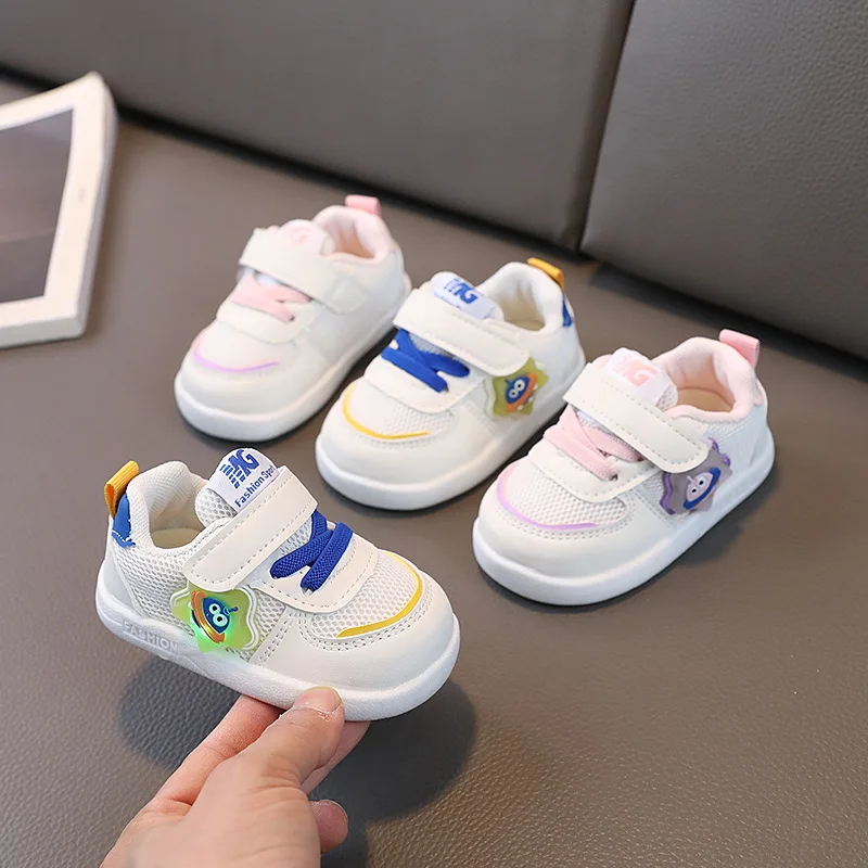 

Детские кроссовки со светодиодной подсветкой, мягкая дышащая повседневная обувь для малышей, для мальчиков и девочек, весна-осень