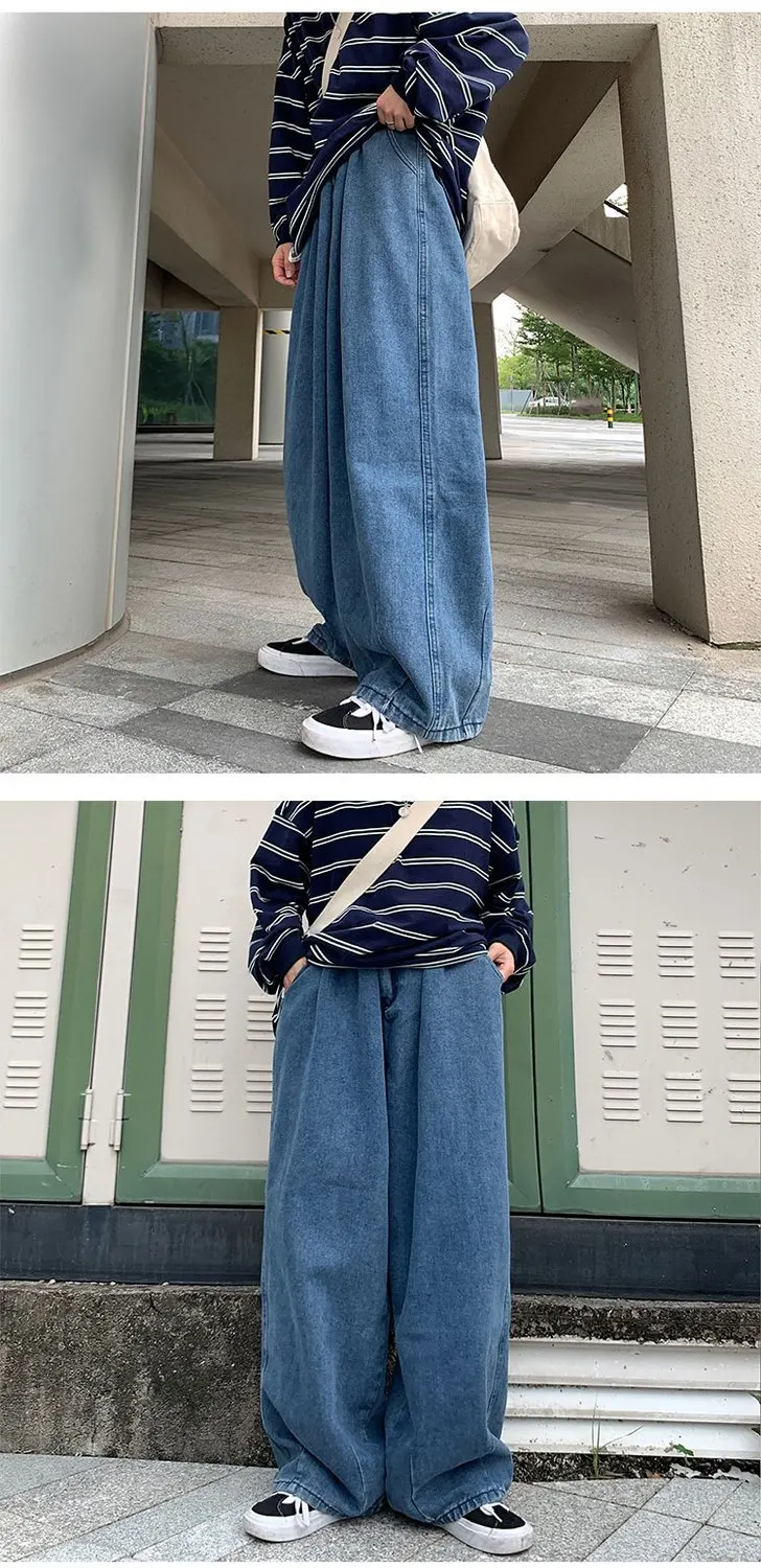 メンズ無地デニムパンツジーパンストリート 男性用無地ストレートレッグジーンズ,クラシック,デニム,原宿