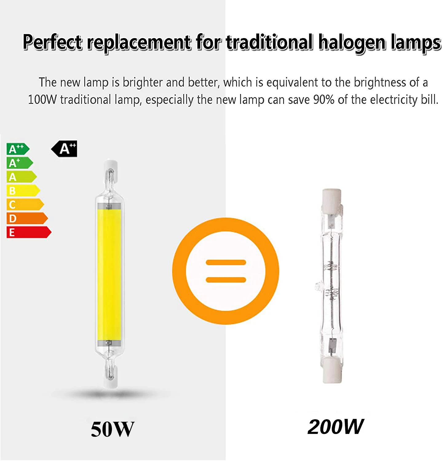 Tube Halogène Siemelec 1000W 220V – Longueur 190mm, Forme R/RX7s, Ampoule De Projecteur