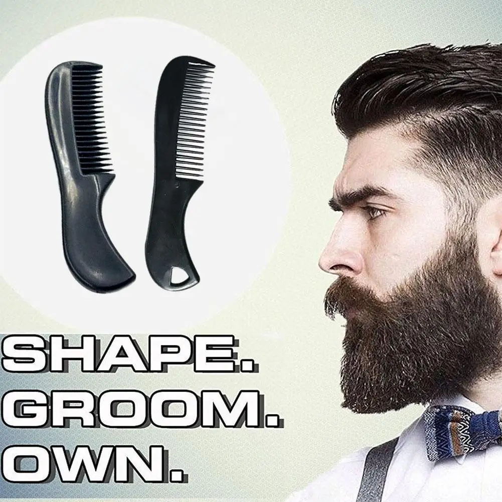 2Pcs Men Comb Black Mini Pocket Beard Comb for Men Plastic Moustache Facial Hairbrush Beard Styling Detangling Combs Barber
