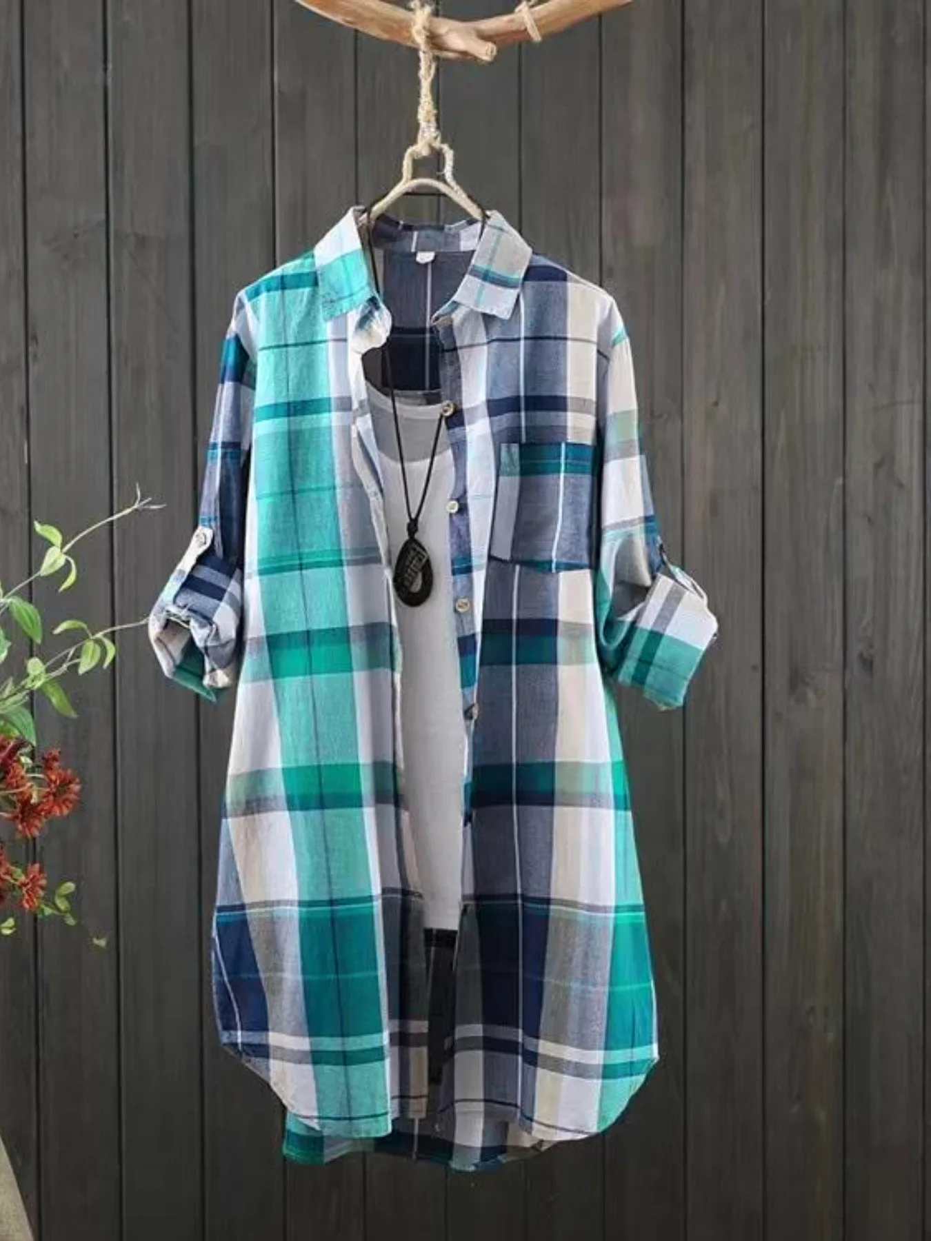Plus Size Women’s Shirts 2025 Lapel Square Plaid Tops Long Sleeve Korean Style of Casual Fashion Single-breasted Sunscreen Coat Best Sellers In Women's Clothing Plus Size Women’s Shirts 2025 Lapel Square Plaid Tops Long Sleeve Korean Style of Casual Fashion Single-breasted Sunscreen Coat Best Sellers In Women's Clothing