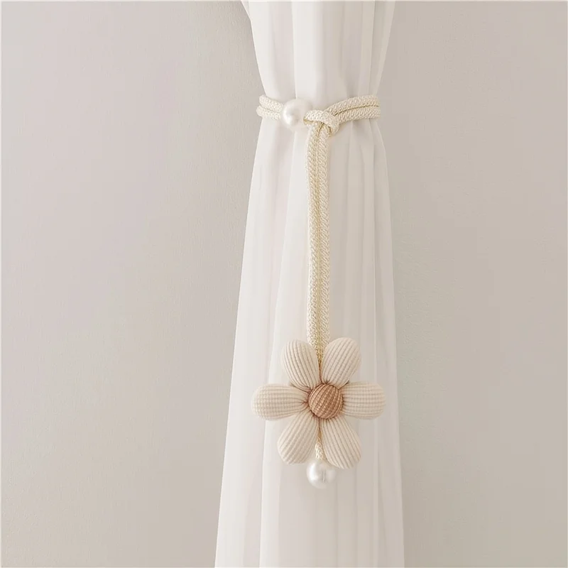 1pc 3D Flower Pearl Curtain Tiebacks, Room Decor Mosquito Net Storage Straps, Door Curtain Coffee Screen Ties
