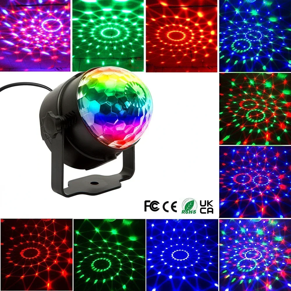Disco Light Colorful LED Sound Activated Rotating Stage Light 3W RGB Laser Projector Lamp DJ Party Light for Home KTV Laser Flas