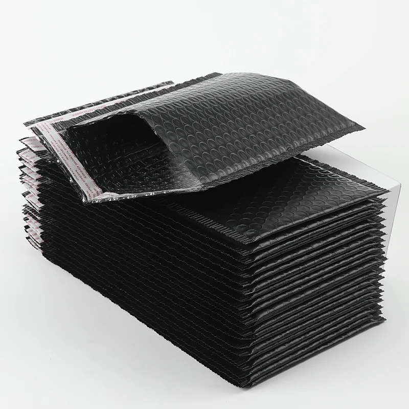 50팩 블랙 버블 백 우편 제품 포장 백 선물 봉투 보석 포장 압착 방지 택배 백 PrintableLogo