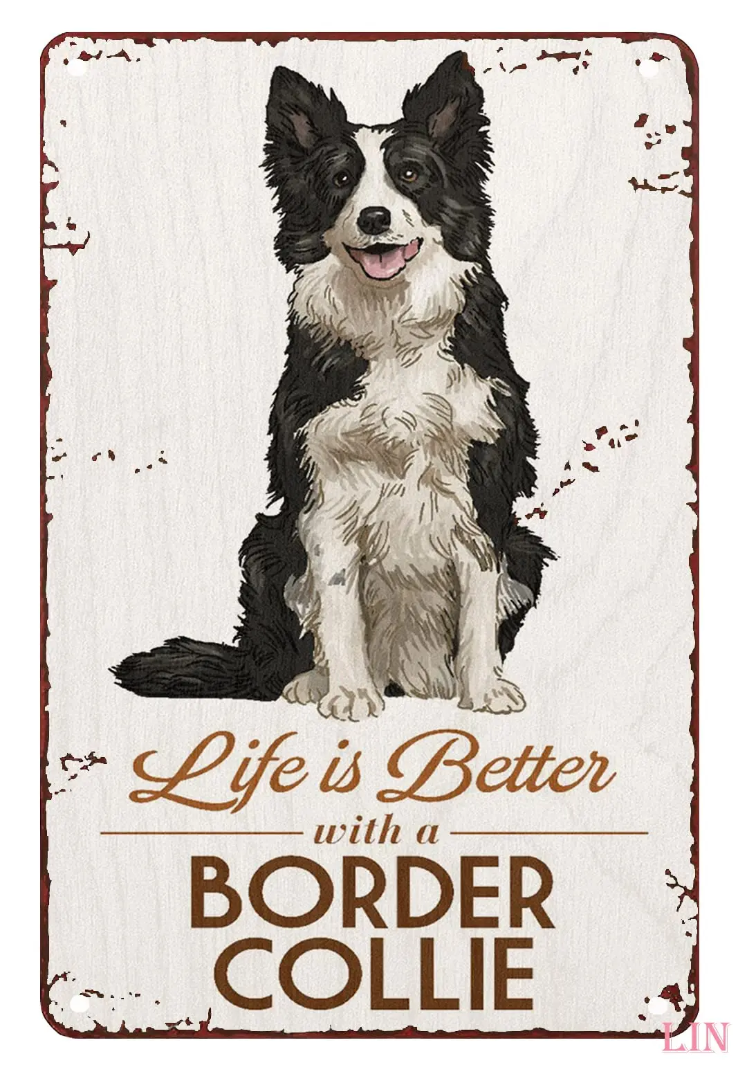 

Металлические знаки для спальни Border Collie Life лучше с каймой Collie белый фон металлический знак винтажный домашний декор в рустикальном стиле
