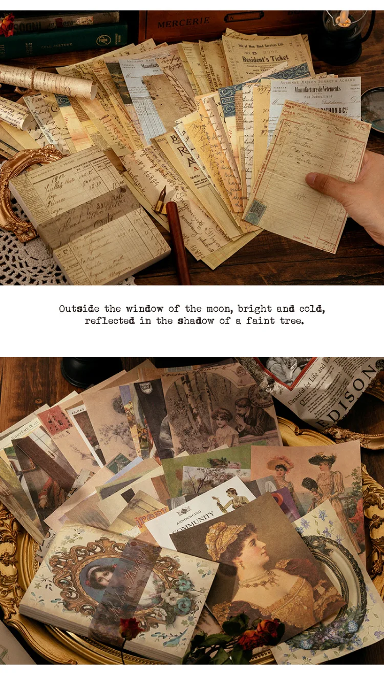 100 Blatt Vintage INS Blumenmuster-Materialpapier, beschreibbar, dekoratives Tagebuch, Scrapbooking, Hintergrundpapier – Detail 9