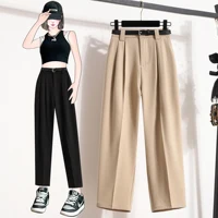 L-4XL Plus Size Pants For Women 2025 New Arrivals High Waist Straight Suit Pants Women Korean Style Casual Trousers Female