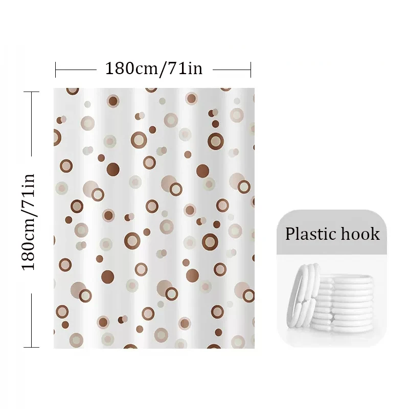 Coffee circle shower curtain 180 x 180 cm waterproof design quick drying heavy duty curtain set shower curtains