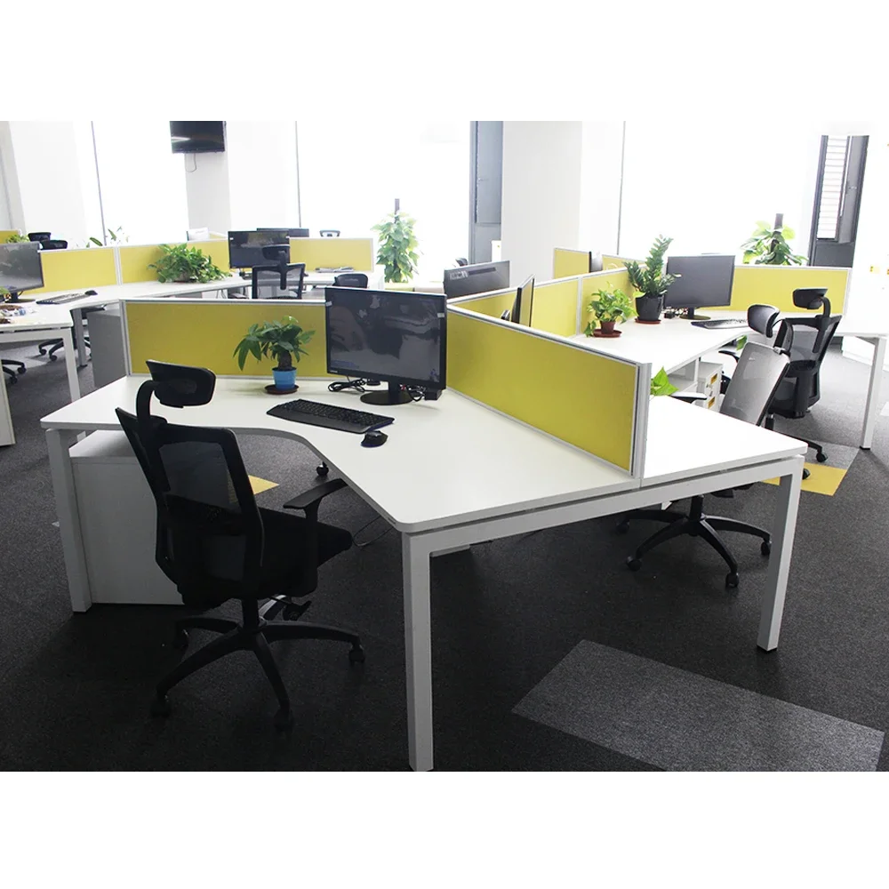 New Office Furniture Modern Open Screen Partition Office Desk 120 Degree Table Computer Desk 6 Person Green Material tennis screen hdpe 1x50 m green