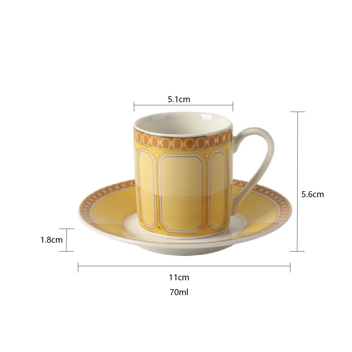 2개 세트 100ml 미니 본차이나 커피잔과 받침