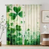 2pcs, Curtains 2D print Green Vitality Durable 100% Polyester Fabric (without rod) Thermal Insulation, and Room Darkening 2