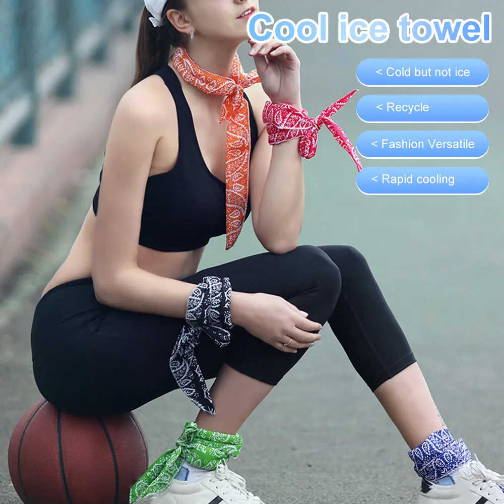 

Summer Scarf Neck Cooler Bandana Summer Body Ice Cooling Wrap Tie Refreshing Bandana Headband Multifunction Wrist Towels