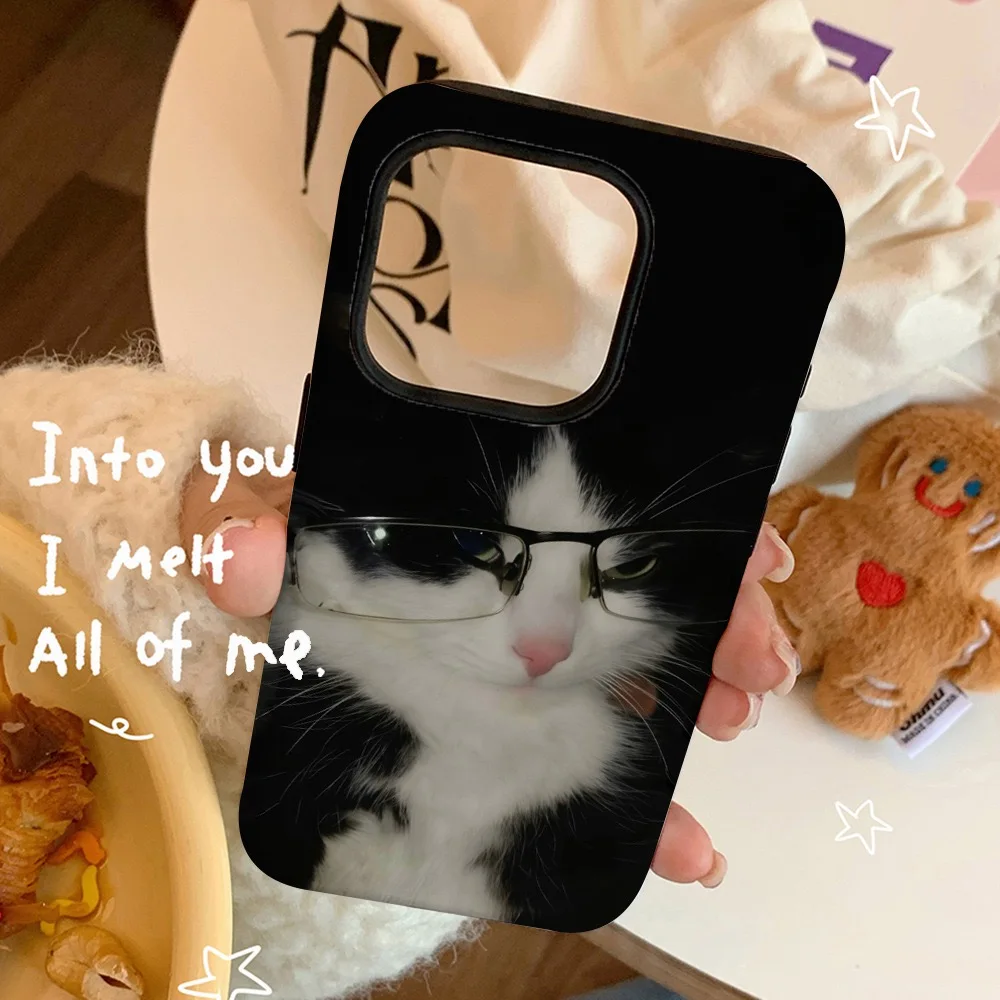 Stylish Korean Black Cat Cartoon Magnetic Phone Case